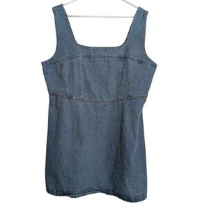 Lulus So Delighted Medium Wash Denim Corset Seam Mini Dress XXL Cowgirl Festival